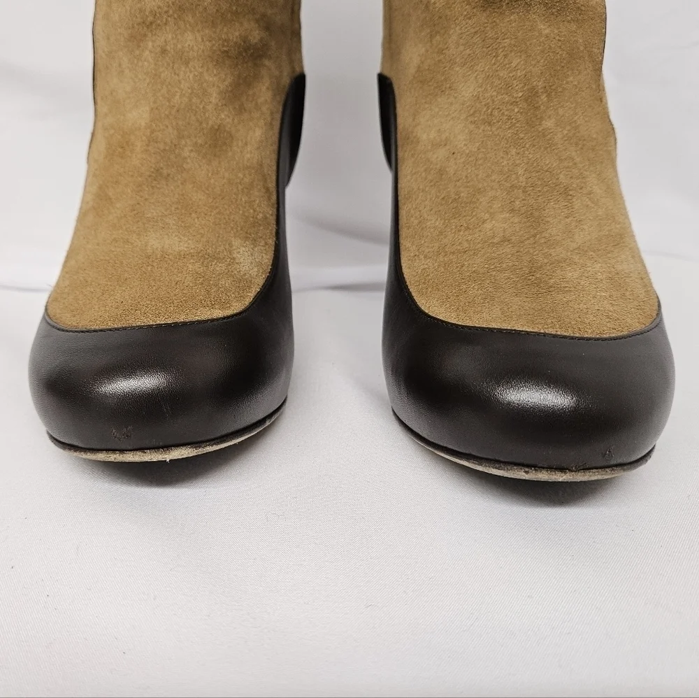 Bally Chanya Suede And Leather Heel Boots In Tan And Brown US Sz 6 EU Sz 36.5 - Picture 13 of 15